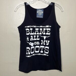 BACKWOODS GYPSY Black & White Tank Country Western Music Theme Cotton Small